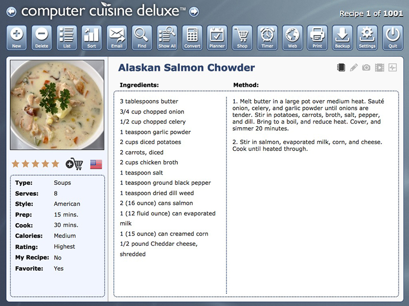 Home recipe database & cookbook organizer