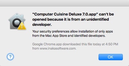 Computer Cuisine Can't Launch from Unidentified Developer