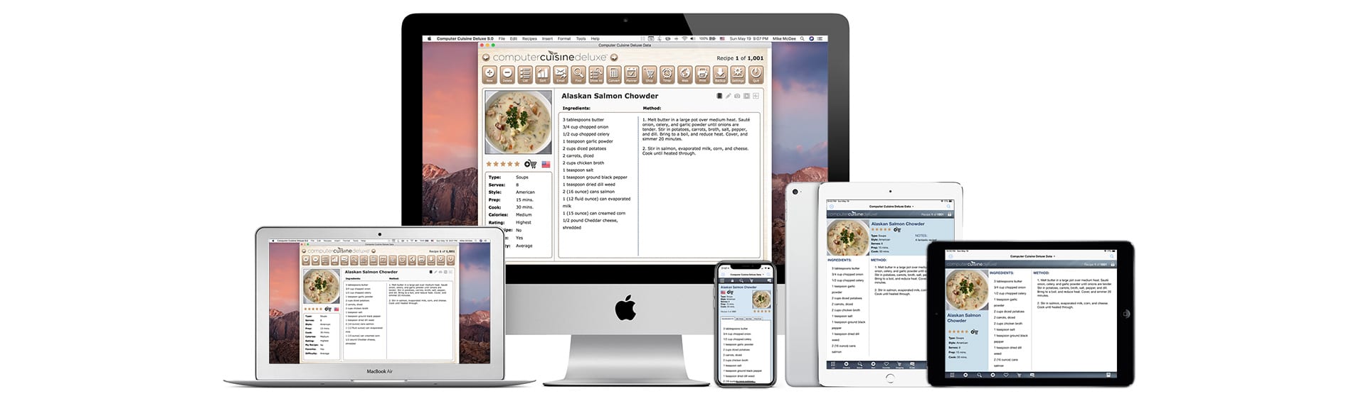 computer cuisine laptop mac recipe software version 9 all devices macOS iOS iPad iPhone Mac iMac Laptop MacBook Pro iPhone X