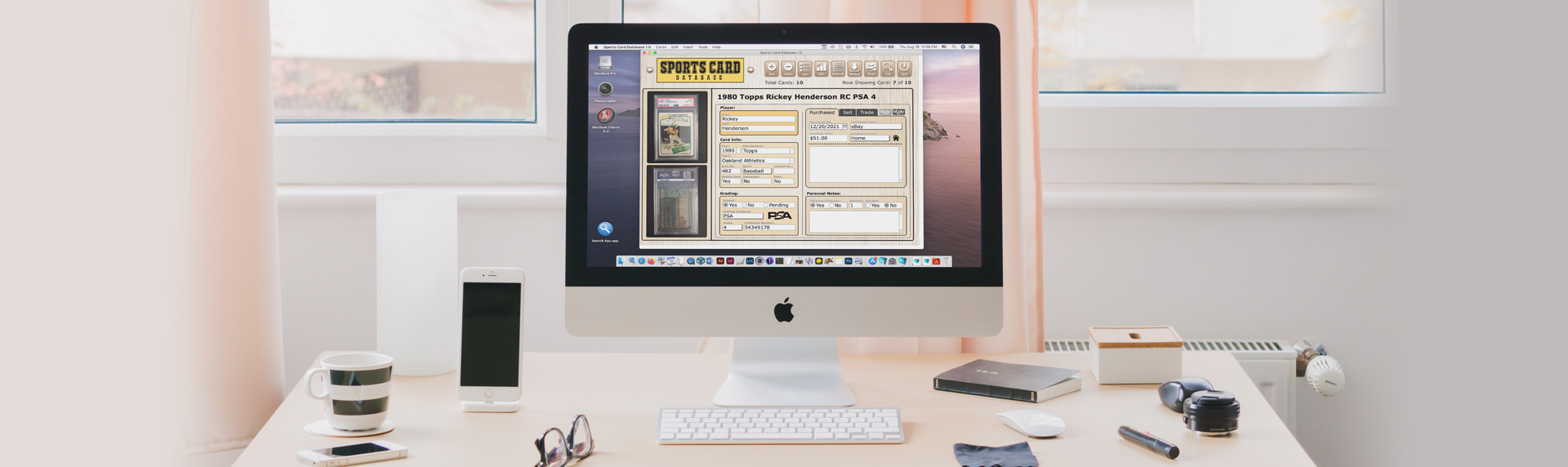 Sports Card Database MacOS Windows Software Organizer Application Database Solution for organizing Baseball Cards, Football Cards, Basketball Card, Hockey Cards, Soccer cards, F1 cards, PSA Graded Cards, SGC Graded Cards, Beckett Graded cards, and more