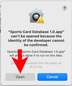 Right click to open file anyway on macos